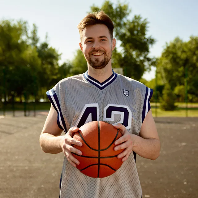 man with basketball